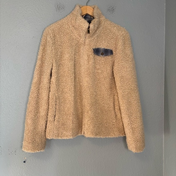 Pendleton‎ Women's Cream Fuzzy Sherpa Full Zip Jacket Outdoor Size Medium Cozy - Picture 2 of 12